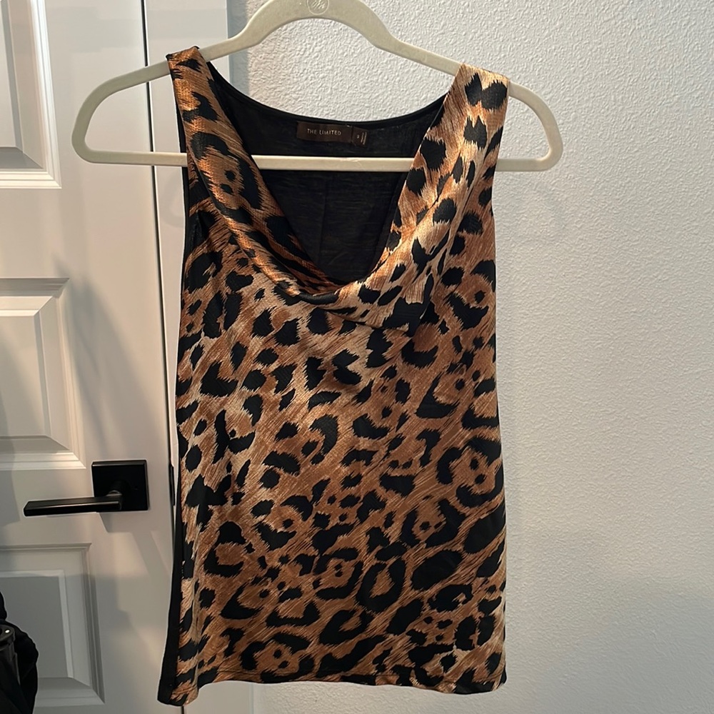 The Limited cowl neck animal print sleeveless top